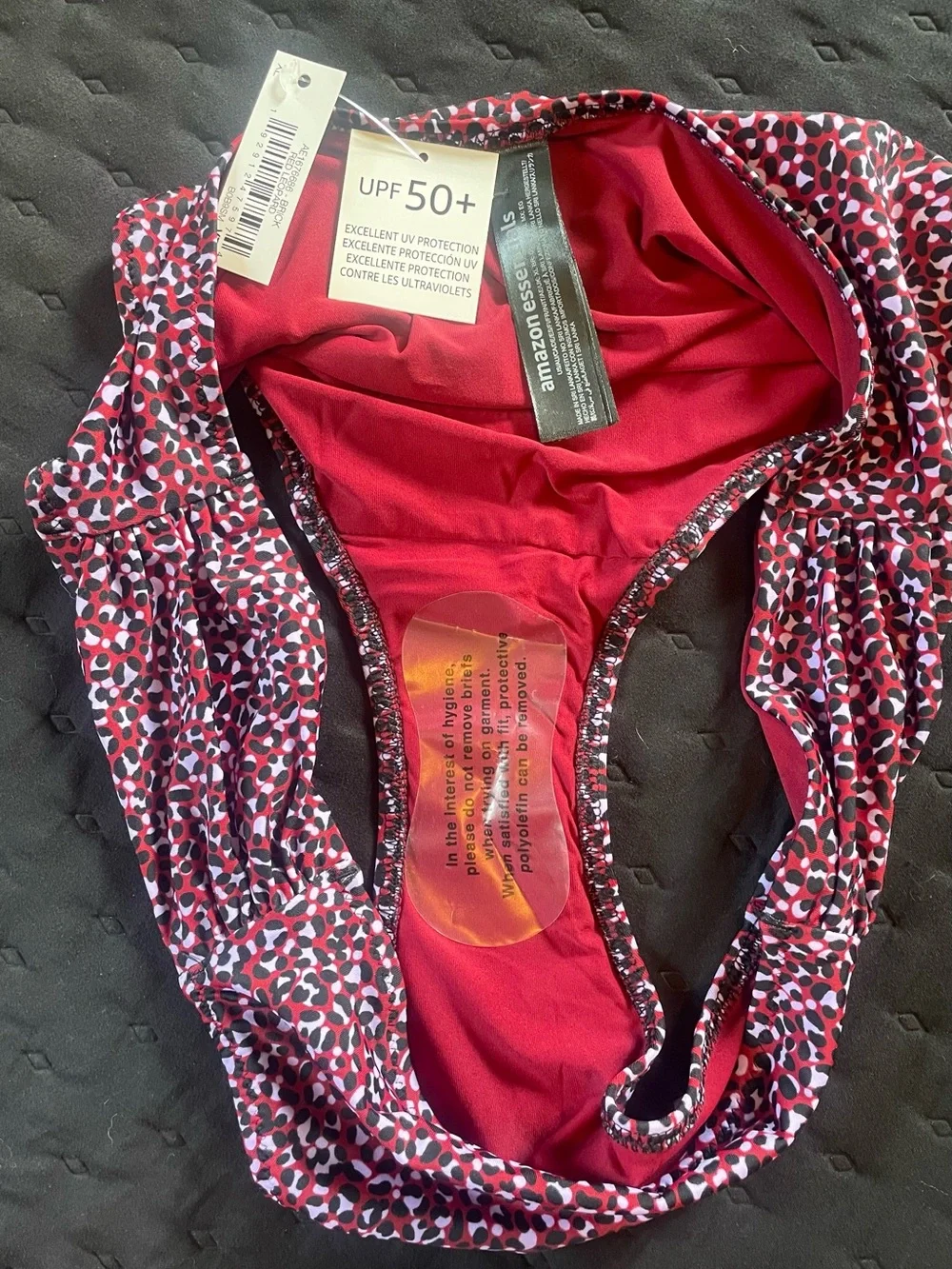 Amazon Essentials Red and Black Leopard-Print Bikini Bottoms XL